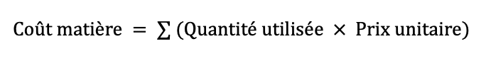 formule du calcul de coût matière

