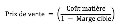 Formule du calcul du prix de vente.